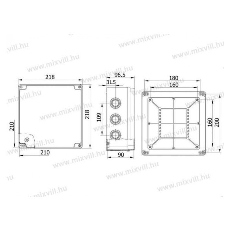 ELO 210/3 210x210x90 plastová krabica