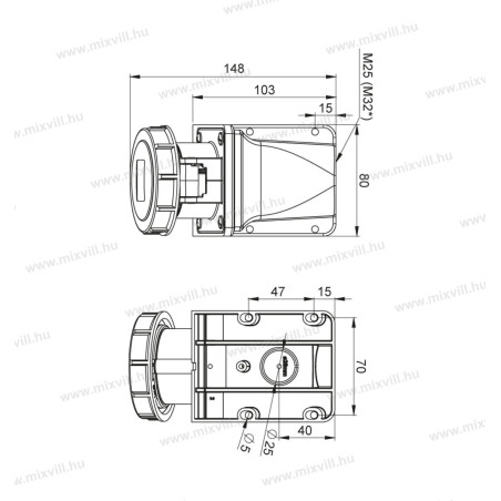 IRAV-165 16A IP 67 5.pol. zás. nástenná 406609V