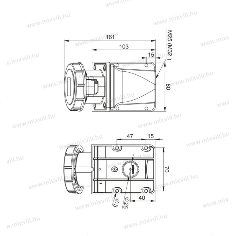 IRAV-324 32A IP 67 4.pol. zás. nástenná 406615V