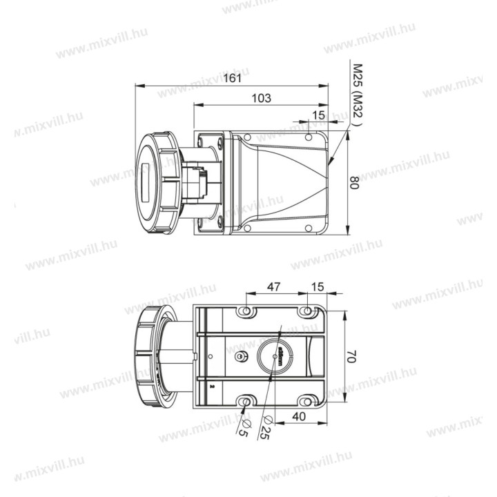 IRAV-324 32A IP 67 4.pol. zás. nástenná 406615V