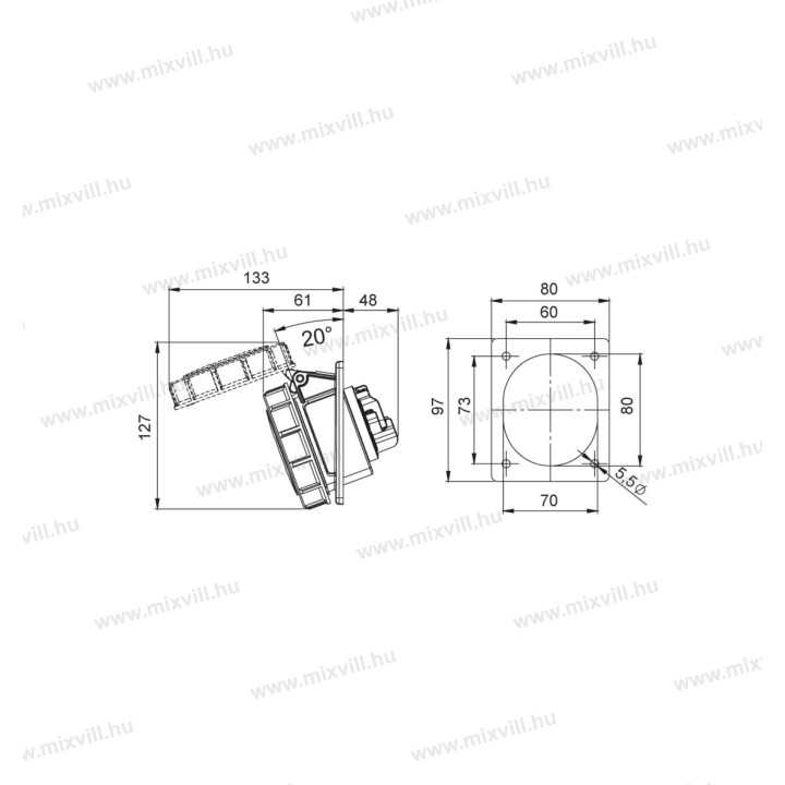 IBAV-325 32A IP 67 5.pol. zás. panelová 406523V MeteCEE