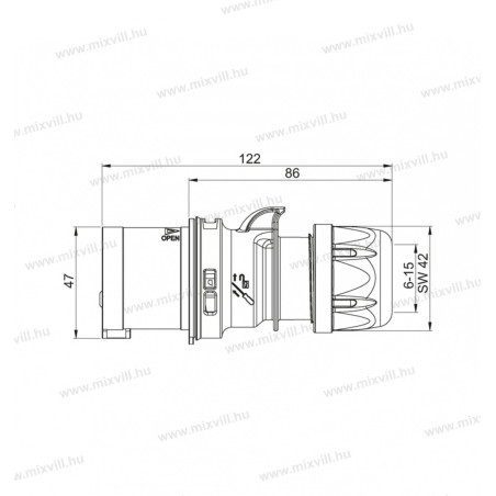 IDV-163 16A, 3.pol. vidlica 406101V MeteCEE