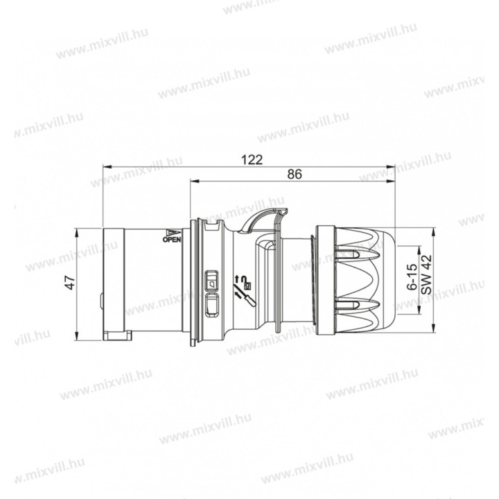IDV-163 16A, 3.pol. vidlica 406101V MeteCEE