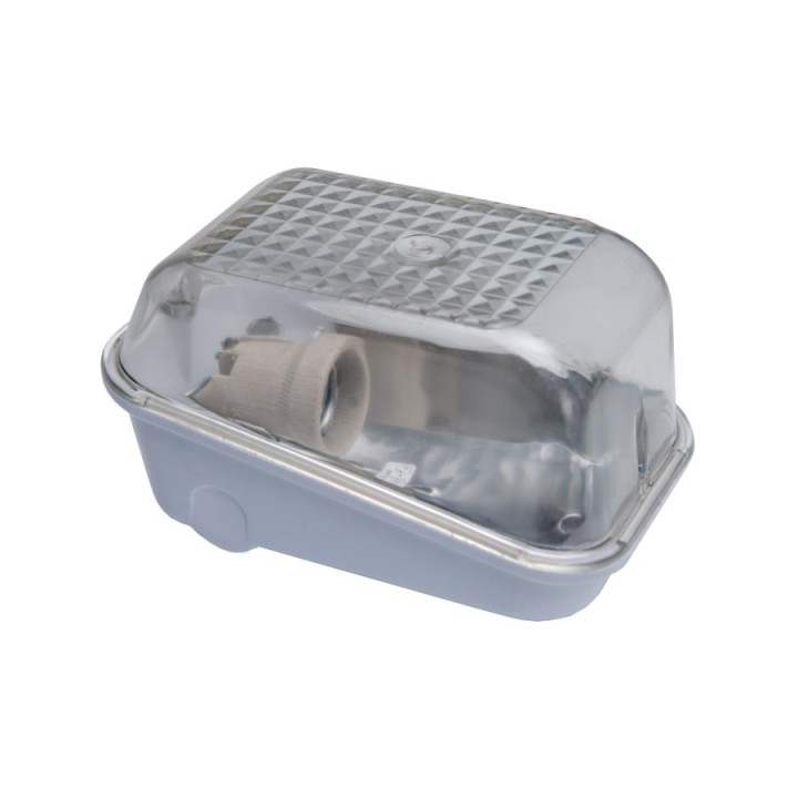 A1300-P SKOŚNA-7041S, E27, 60W,IP54, priesvitné sklo, biele sv.
