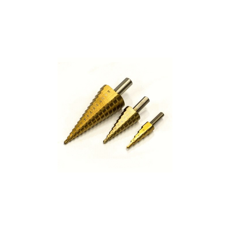 Vrták stupňovitý sada 3ks titan 20090