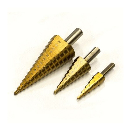 Vrták stupňovitý sada 3ks titan 20090