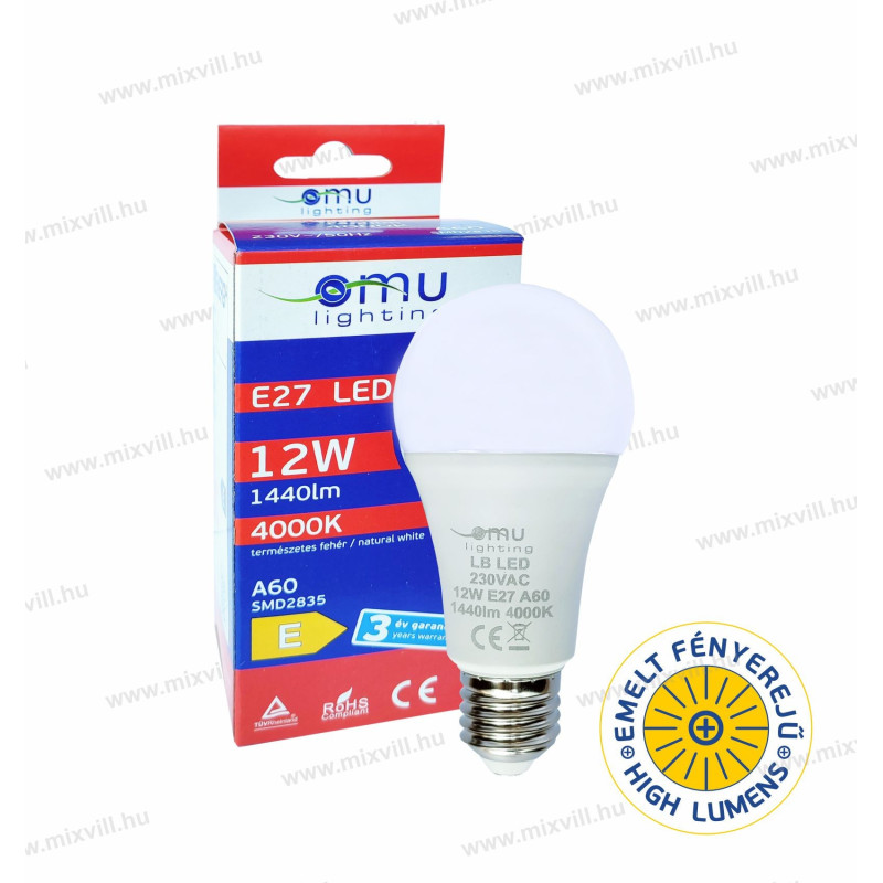 LB LED E27 A60 12W 1440lm 4000K  LBE27A601214404000