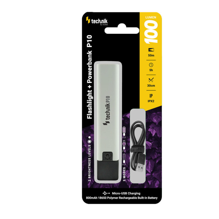 MT-P10 ruč. sv.  XPE LED + micro USB 100 lm
