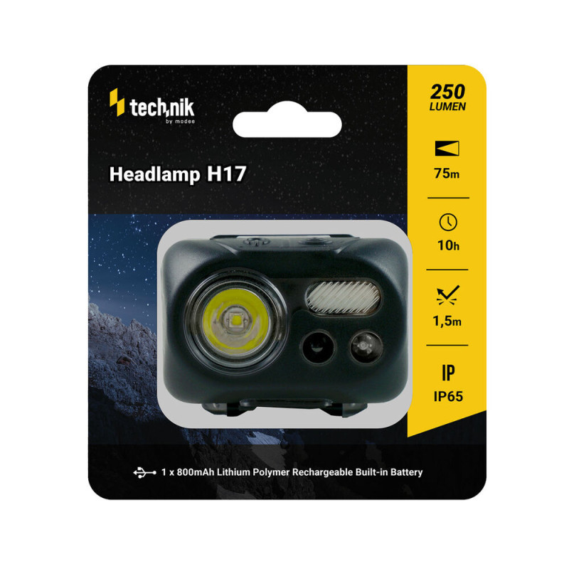 MT-H17 čelovka  L2 LED + micro USB IP67 250lm
