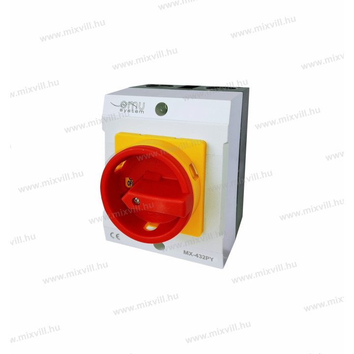 MX 432PY 4x32A IP65 ON-OFF 4pol v krabici žlto čer.páčka