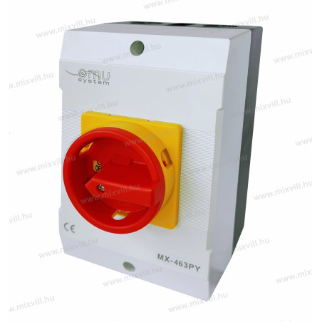 MX 463PY 4x63A IP65 ON-OFF 4pol v krabici žlto čer.páčka