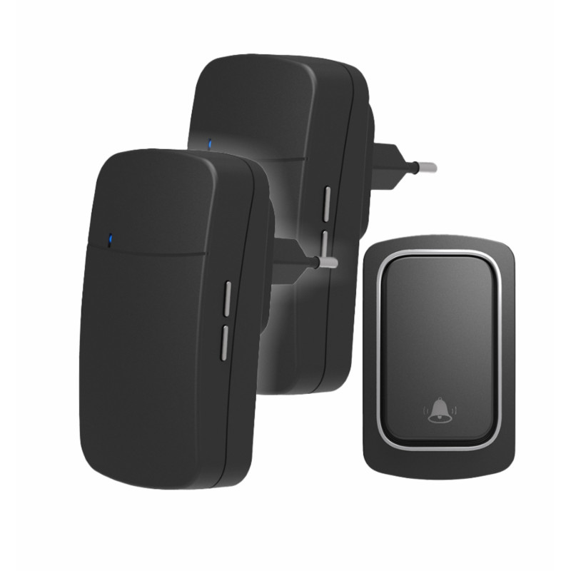 WBKK02- 1A2VB zvonček bezdrôtový a bezbatériový 1vys.čierna