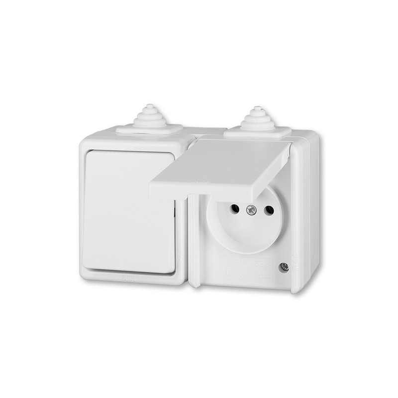 ABB 3932- 20062  Zásuvka + vyp.striedavý biela IP44