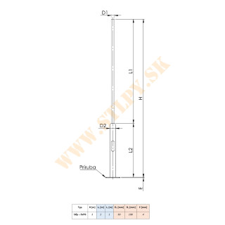 Stožiar SVP3 ZN + príruba  3m-20kg-108/60mm s mont. otvorom
