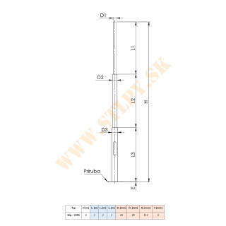 Stožiar SVP6 ZN + príruba 6m-49kg-114/89/60mm s mont. otvorom