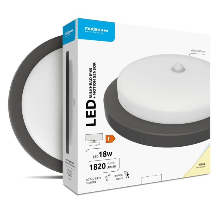ML-BH4000K18WRS-B  18W 4000K LED 1820 lm IP65+ senz. čierna