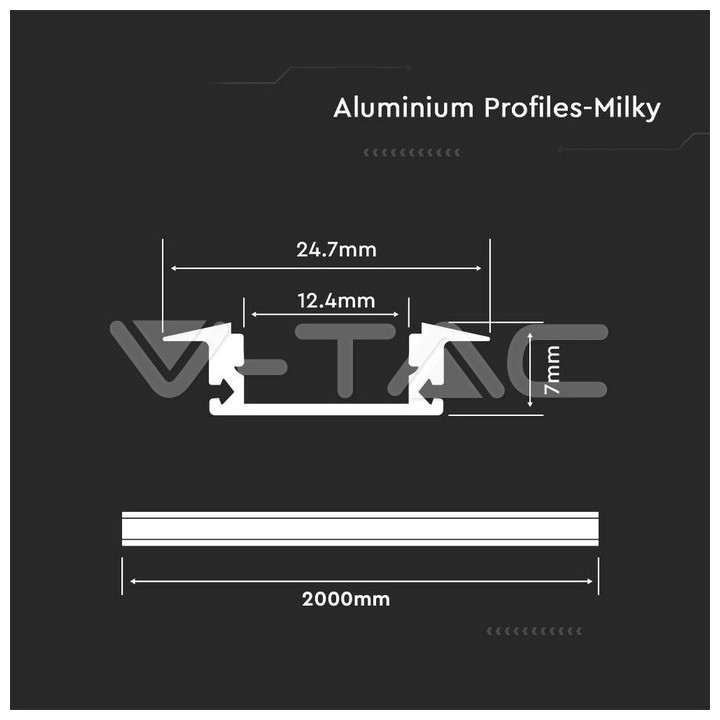 SKU3350 Profil al  2000 x 24,7 x 7 mm mliečny
