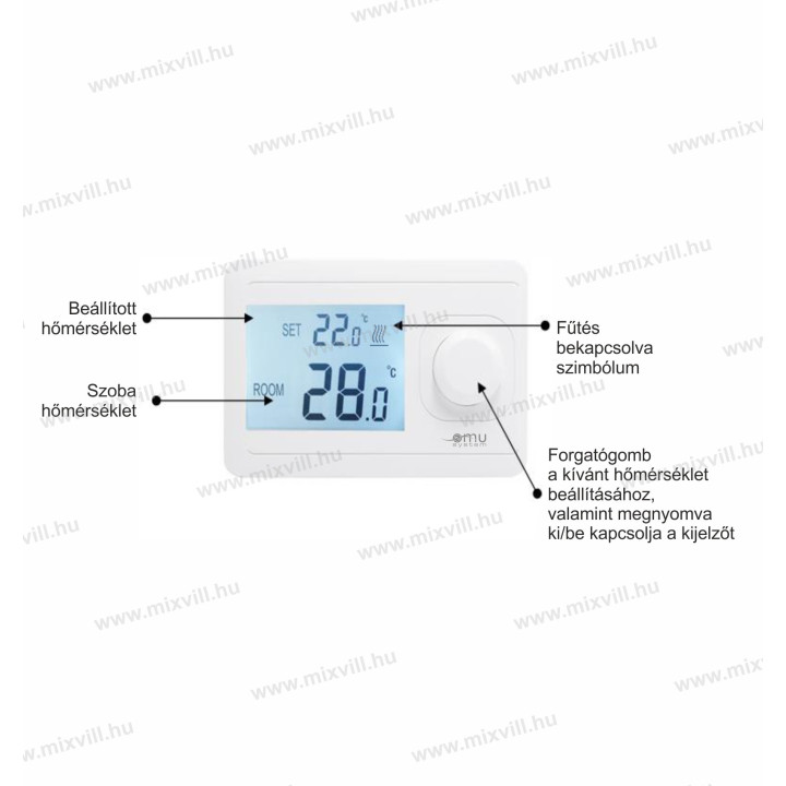 Termostat B803RF digitálný, diaľkový bez progr.