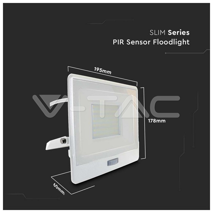 SKU20302 ref. 50W+senzor biela  4000K IP65